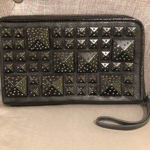 Aldo Black Studded Wristlet Clutch